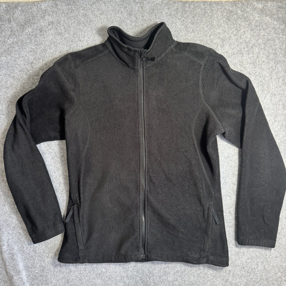Cabelas Womens Full Zip Fleece Jacket Black Warm Outdoor Layering